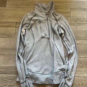 Lululemon cozy grey and white stripped knit jacket